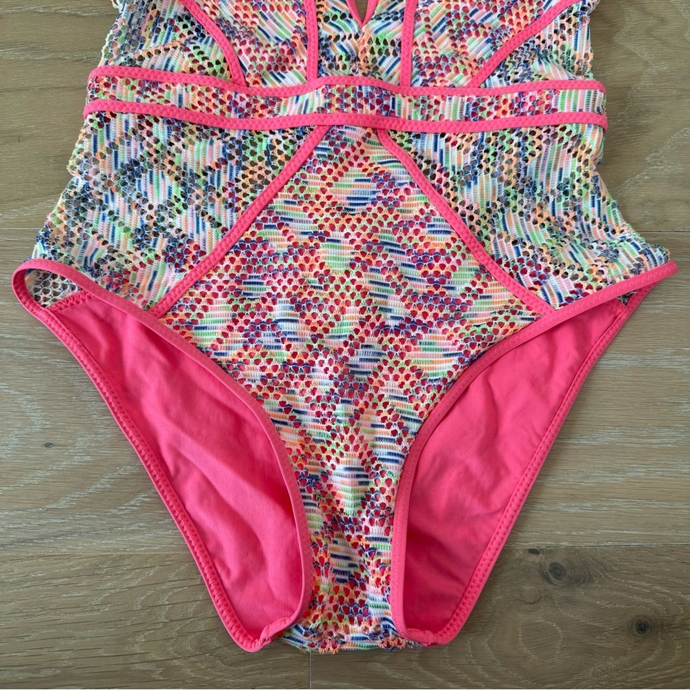 BECCA Multicolor Pink Orange Patterned One-Piece Swimsuit - Picture 8 of 13